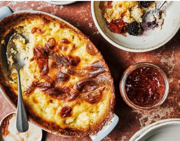 Rijstpudding uit de oven met Kweeperen Gelei en bramen