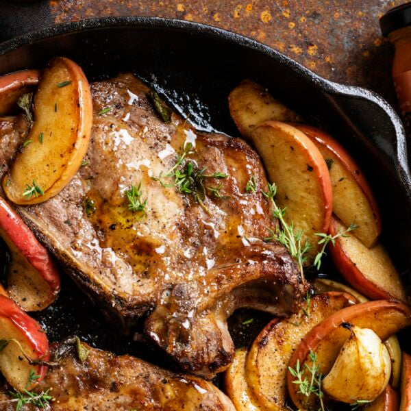 Varkenskotelet met Salie en Appel Karamel Calvados